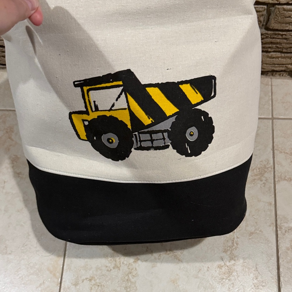 Kids Canvas Storage Bag with Yellow Dump Truck Design